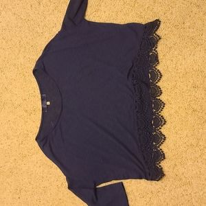 Navy Blue Boxy Crop Top